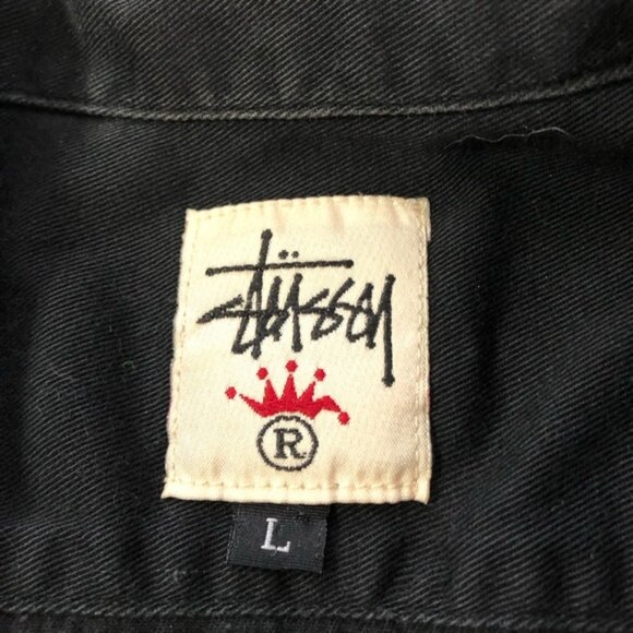 Stussy mens L black zip up lightweight cotton jacket workwear streetwear surfer - Picture 3 of 13